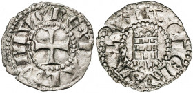 ROYAUME DE JERUSALEM, Baudouin III (1143-1163), billon obole. 1er groupe (style grossier). Type 3a (petite croix). D/ RX BALVINVS Croix pattée. R/ +...