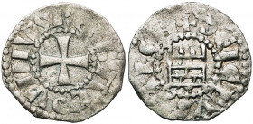 ROYAUME DE JERUSALEM, Baudouin III (1143-1163), billon obole. 1er groupe (style grossier). Type 3 (large tour). D/ Croix pattée. R/ La tour de David. ...