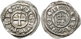 ROYAUME DE JERUSALEM, Baudouin III (1143-1163), billon obole. 2e groupe (style affiné). Type 5. D/ Croix pattée. R/ La tour de David. Metcalf 165-167;...