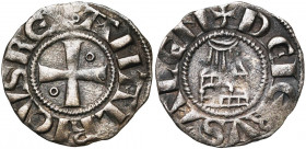 ROYAUME DE JERUSALEM, Amaury (1163-1174), billon denier. Type 2 (A avec chevron, double annelet initial). D/ AMALRICVS REX Croix pattée cantonnée de d...