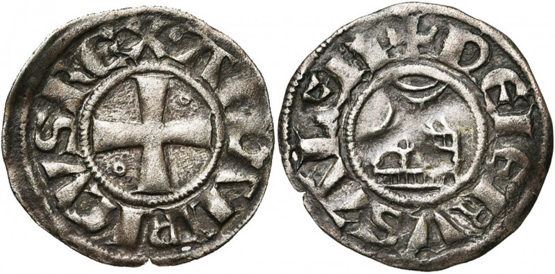 ROYAUME DE JERUSALEM, Amaury (1163-1174), billon denier. Type 9 (A avec chevron)...