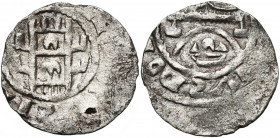 ROYAUME DE JERUSALEM, billon denier anonyme, 1187. Emission de nécessité pendant le siège de Jérusalem par Saladin. D/ La tour de David. R/ Le tombeau...