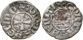 ROYAUME DE JERUSALEM, SEIGNEURIE DE BEYROUTH, Jean d''Ibelin (vers 1200-1236), billon denier. Type 1. D/ + IOh''S DE IBELINO Croix cantonnée de deux c...