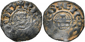 CHYPRE, Gui de Lusignan, seigneur de Chypre (1192-1194), Cu cuivre au Sépulcre. Au titre de roi de Jérusalem. D/ + REX GVIDO D T. cour. de f. entre de...