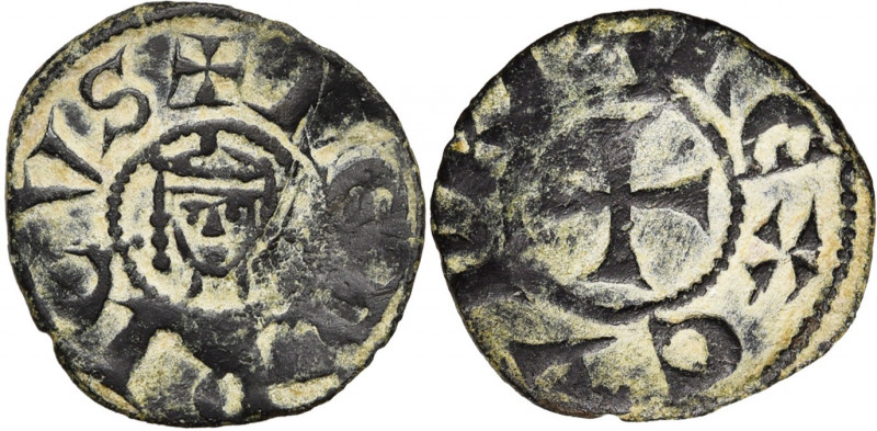 ROYAUME DE CHYPRE, Henri Ier (1218-1253), cuivre au buste couronné. D/ + HENRICV...