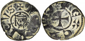 ROYAUME DE CHYPRE, Henri Ier (1218-1253), cuivre au buste couronné. D/ + HENRICVS B. couronné de f. Sans points sur la couronne. R/ + REX CYPRI Croix....