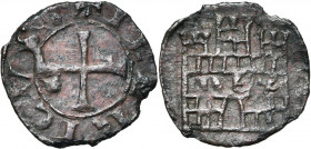 ROYAUME DE CHYPRE, Henri Ier (1218-1253), cuivre à la porte. Grand module. D/ + HENRICVS Croix. R/ Porte fortifiée, REX sur le linteau. Metcalf 658; ...