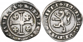 ROYAUME DE CHYPRE, Amaury, prince de Tyr, gouverneur (1306-1310), AR demi-gros, automne 1309 (?). Premier type. D/ + HENRIC'' IRL''M E CIPRI REX Croix...