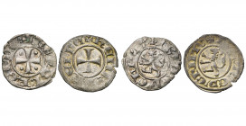 ROYAUME DE CHYPRE, Henri II (1285-1324), lot de 2 deniers au lion, avec et sans points dans les angles de la croix. Metcalf 727, 729.
Très Beau