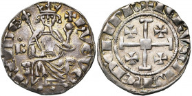ROYAUME DE CHYPRE, Hugues IV (1324-1359), AR gros. D/ Le roi trônant de f. sur deux lions, ten. un sceptre et un gl. cr. A g., B sous un annelet. Une ...