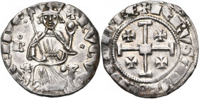 ROYAUME DE CHYPRE, Hugues IV (1324-1359), AR gros. D/ Le roi trônant de f. sur deux lions, ten. un sceptre et un gl. cr. A g., B sous un annelet. A d....