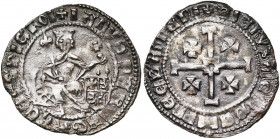 ROYAUME DE CHYPRE, Janus (1398-1432), AR gros. Type A1. Au titre de roi d''Arménie. D/ + IANVS PAR LA GRACE DE DIE ROI Le roi trônant de f., ten. un s...