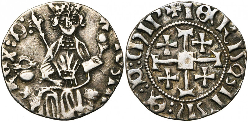 ROYAUME DE CHYPRE, Jean II (1432-1458), AR gros. Type H1. D/ Le roi trônant de f...