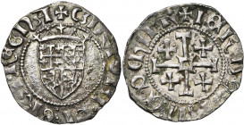 ROYAUME DE CHYPRE, Charlotte (1458-1459), AR gros. Type A. D/ + CARIOTA DI GRA REGNA Ecu couronné, écartelé de Jérusalem, Lusignan, Chypre et Arménie....