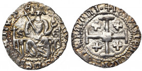 ROYAUME DE CHYPRE, Louis de Savoie (1459-1460), AR gros, Sigouri (?). Type C. D/ Le roi trônant de f., ten. un sceptre fleurdelisé sur l''épaule et un...