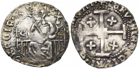 ROYAUME DE CHYPRE, Louis de Savoie (1459-1460), AR gros, Sigouri (?). Type C. D/ Le roi trônant de f., ten. un sceptre fleurdelisé sur l''épaule et un...
