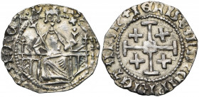 ROYAUME DE CHYPRE, Louis de Savoie (1459-1460), AR gros. Type E. D/ Le roi trônant de f., ten. un sceptre et un gl. cr. R/ Croix de Jérusalem. ARM en ...