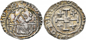 ROYAUME DE CHYPRE, Louis de Savoie (1459-1460), AR gros. Type E. D/ Le roi trônant de f., ten. un sceptre et un gl. cr. R/ Croix de Jérusalem. ARMI en...