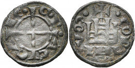 PRINCIPAUTE D''ACHAIE, Guillaume II de Villehardouin (1246-1278), Cu denier à la tour, Corinthe. D/ G• P- AC-CA-IE• Croix longue. R/ +•CORINTHVM• Port...