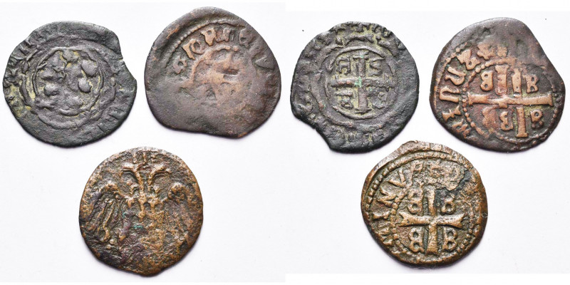 SEIGNEURS DE MYTILENE, lot de 3 deniers: Francesco II Gattilusio (1384-1403), Ja...