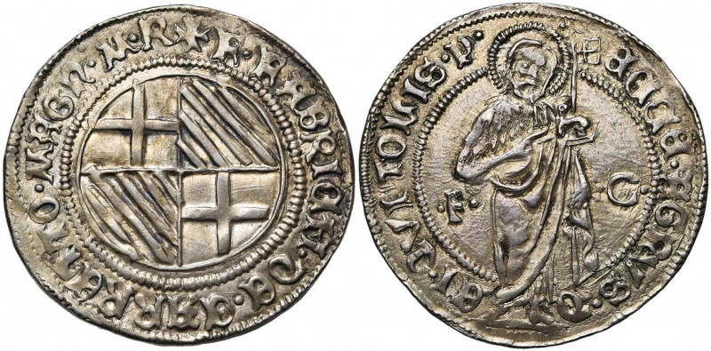 ORDRE DE SAINT-JEAN A RHODES, Fabrizio del Carretto (1513-1521), AR demi-lire d'...