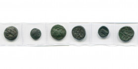 ROYAUME DE MACEDOINE, lot de 3 bronzes: Antigone Gonatas, T. d''Athéna/Pan érigeant un trophée; Philippe V, T. de Poséidon/Proue; Persée, T. du héros ...