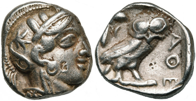 ATTIQUE, ATHENES, AR tétradrachme, vers 450-400 av. J.-C. D/ T. casquée d''Athén...