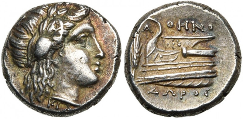BITHYNIE, KIOS, AR hémidrachme, 2e moitié du 4e s. av. J.-C. D/ T. l. d''Apollon...