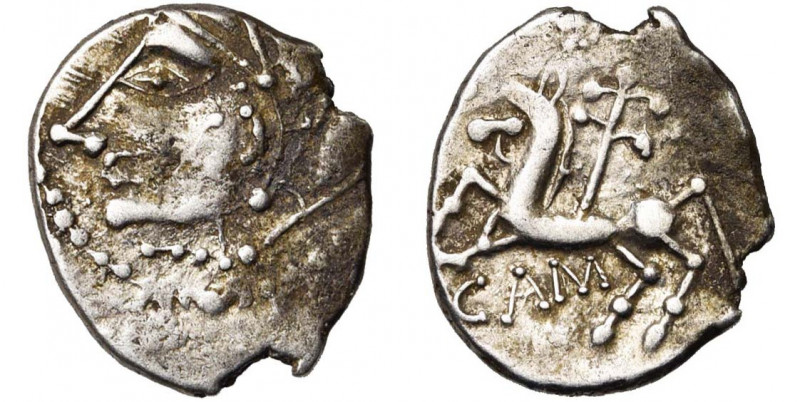 GAULE CELTIQUE, Lemovices, AR drachme, avant 52 av. J.-C. D/ T. à g., les cheveu...