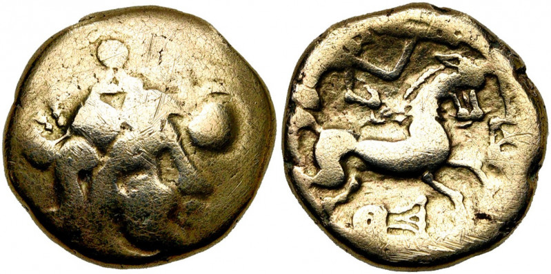 ARMORIQUE, Baiocasses, AV statère d''électrum, 2e-1er s. av. J.-C. Type à la lyr...
