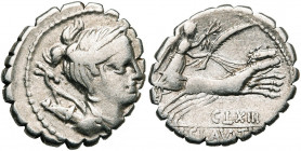 Ti. Claudius Nero, AR denier serratus, 79 av. J.-C., Rome. D/ B. dr. de Diane à d., portant un arc et un carquois sur l''épaule. Devant, S·C. R/ Victo...