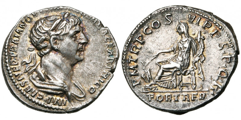 TRAJAN (98-117), AR denier, 112-117, Rome. D/ IMP CAES NER TRAIAN OPTIM AVG GER ...