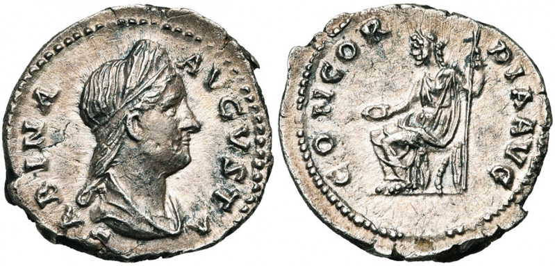 SABINE, femme d''Hadrien, AR denier, Rome. D/ SABINA- AVGVSTA B. diad., dr. à d....