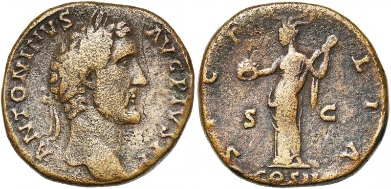 ANTONIN le Pieux (138-161), AE sesterce, 139, Rome. D/ ANTONINVS AVG PIVS PP T. ...