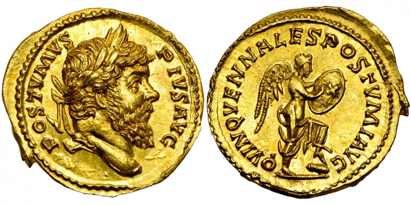POSTUME (259-268), AV aureus, 263-264, Lyon. D/ POSTVMIVS PIVS AVG T. l. à d. R/...