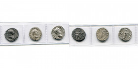 lot de 3 deniers: Trajan, R/ Fortuna redux; Antonin le Pieux, R/ Fortuna, Vesta.
Très Beau