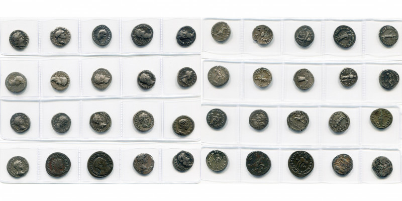 lot de 18 deniers: Auguste, R/ Gaius et Lucius (fourré, tbc); Néron, R/ Jupiter,...