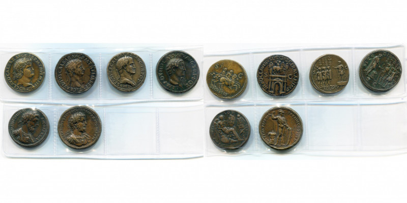 lot de 6 médaillons modernes: Claude, R/ Arc de triomphe; Néron, R/ L''empereur ...