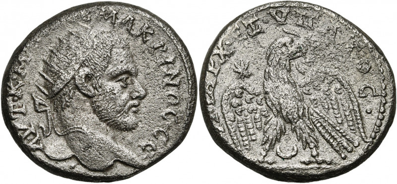 MESOPOTAMIE, CARRHAE, Macrin (217-218), bill. tétradrachme, 217-218. D/ AVT· K·M...