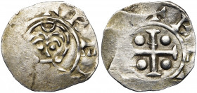 NEDERLAND, DEVENTER, Bernulphus, bischop van Utrecht (1046-1054), AR denarius. Vz/ Hoofd van de bisschop v. v. Kz/ Kruis met vier bolletjes. v.d.Ch. 1...