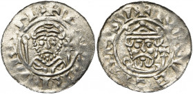 NEDERLAND, GRONINGEN, Willem van Pont, bisschop van Utrecht (1054-1076), AR denarius, Groningen. Met koning Hendrik III (1036-1056) of Hendrik IV (105...