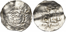 NEDERLAND, TIEL, Hendrik III (1036-1056), AR denarius, na 1046. Vz/ Gekroond hoofd v.v. Kz/ B+/IELI/+A. Ilisch I, 3.17. 1,03g Gekreukeld. Gereinigd....