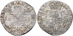 BRABANT, Duché, Philippe IV (1621-1665), AR demi-patagon, 1633, Bruxelles. D/ Croix de Bourgogne sous une couronne, portant le bijou de la Toison d''o...