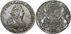 BRABANT, Duché, Philippe V (1700-1712), AR ducaton, 1703, Anvers. Deuxième type. Faible relief. D/ B. cuirassé à d., coiffé d''une perruque, portant l...
