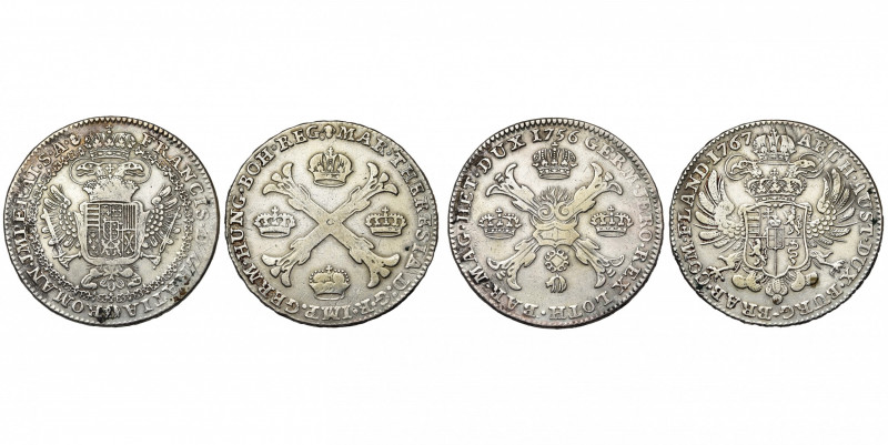 BRABANT, Duché, lot de 2 p.: François Ier, couronne, 1756, Anvers; Marie-Thérèse...