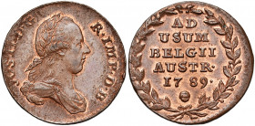 BRABANT, Duché, Joseph II (1780-1790), Cu double liard, 1789, Bruxelles. D/ B. l. et dr. à d. R/ Inscription dans une couronne. W. 1154; V.H. 856. 6,9...