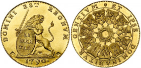 BRABANT, Duché, Etats-Belgiques-Unis (1790), AV lion d''or, 1790. Reproduction en or. 5,56g Titre 0,900. Fines stries dans le champ.
Fleur de Coin