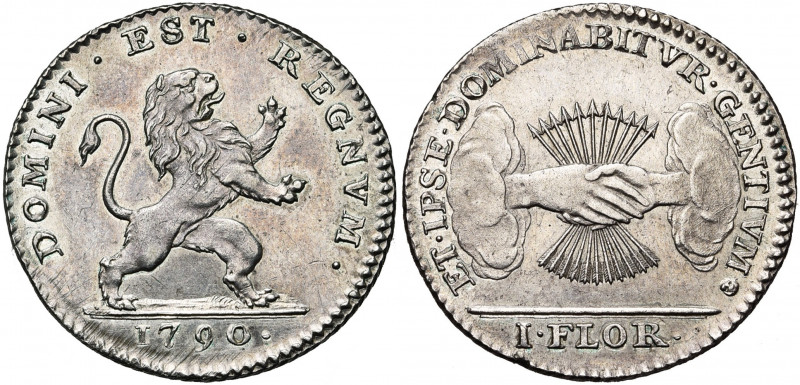 BRABANT, Duché, Etats-Belgiques-Unis (1790), AR florin, 1790, Bruxelles. Deuxièm...