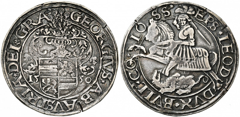 LIEGE, Principauté, Georges d''Autriche (1544-1557), AR daler au saint Georges, ...