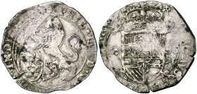 FRANCHE-COMTE, Philippe IV (1621-1665), AR escalin, 1635, Dole. Différent: étoile. D/ Lion deb. à g., ten. une épée et l''écu ovale franc-comtois (non...